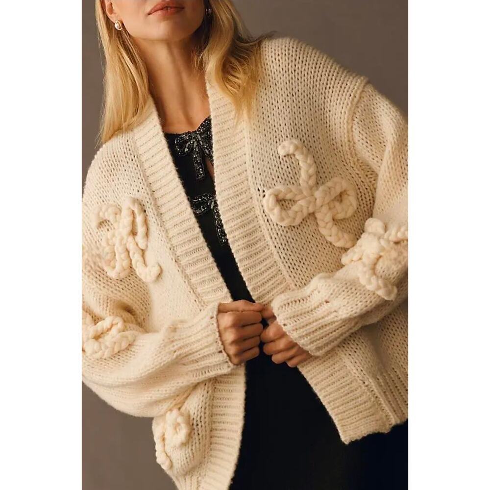 NWT Maeve bu Anthropologie 3D Bows Cardigan Sweater. One Size. Retails $150